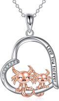 wholesale 925 Sterling Silver Love You Forever Axolotl Heart Pendant Necklace for Women Girls Gifts-0-0