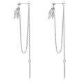 wholesale 925 Sterling Silver Leaf Drop Threader Earring with Chains - Elegant Holiday Accessory for Women-0-0