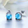 wholesale 925 Sterling Silver Turquoise Earrings for Women, 7.5mm Studs, Hypoallergenic Gift for Mom Wife-0-2