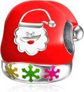 wholesale 925 Sterling Silver Santa Hat Charm Bead - 10mm Christmas Gift for Women - Perfect for Necklace or Bracelet - Ideal for Mother, Wife, Daughter, Sister - Great for Christmas, Birthday, Anniversary-0-0