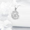 wholesale  Sterling Silver & Zircon DNA Double Helix Necklace with Flower Pendant for Men Women-0-1