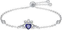 wholesale 925 Sterling Silver Birthstone Claddagh Bracelet for Women Irish Jewelry Gifts-September-Sapphire