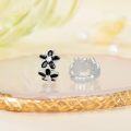 wholesale 925 Sterling Silver Black Enamel Flower Studs with CZ Cartilage Leverback Earring Set for Women Girls Gift-0-4