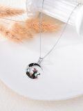wholesale 925 Sterling Silver Crescent Moon Black Cat Witch Hat Pumpkin Pendant Necklace-0-3