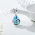 wholesale 925 Sterling Silver Teardrop Turquoise Lotus Flower Pendant Necklaces for Women's s-0-1