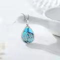 wholesale 925 Sterling Silver Teardrop Turquoise Lotus Flower Pendant Necklaces Wholesale for Women's s-0-1