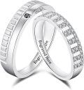 wholesale TOUPOP Personalized Moissanite Couples Rings Engraved Name Wedding Band Sets For Him And Her 925 Sterling Silver 10k 14k 18k Gold Engagement Wedding Ring Anniversary Valentine's Day Gift -0-0