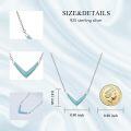 wholesale 925 Sterling Silver V-Shaped Genuine Green Turquoise Pendant Necklace for Women-0-4