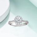 TOUPOP Sterling Silver Moissanite Flower Halo Engagement Ring-0-1