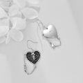 wholesale 925 Sterling Silver Gothic Heart with Skull and Crossbones Drop Earrings for Women - Halloween-0-2