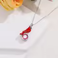 wholesale Sterling Silver & Cubic Zirconia Cardinal Birthstone Necklace - 25mm Memorial Gift for Women, 18+2 Chain, Hypoallergenic Angel Symbo-0-2