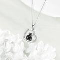 wholesale 925 Sterling Silver Black Cats in Heart Shape Pendant Necklace for Women-0-2