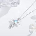 wholesale 925 Sterling Silver Heart-Shaped Moonstone & Turquoise Cross Pendant Necklace for Women and Girls-0-4