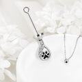 wholesale 925 Sterling Silver Tear Drop Pet Urn Necklace with Black Enamel Paw Print Keepsake Jewelry for Dog or Cat Ashes-0-4