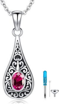 wholesale Sterling Silver Teardrop Urn Necklace for Ashes Men Women-04-07-Teardrop-July-04-07-Teardrop-July+Text-04-07-Teardrop-July-04-07-Teardrop-July+Text