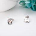 wholesale 925 Sterling Silver Cow Stud Earrings with Rose Gold Accents for Women-0-4