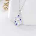 wholesale 14K Gold Plated 925 Sterling Silver Blue Crystal Butterfly Teardrop Pendant Necklace for Women - 16 + Extender Chain-0-1