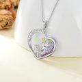 wholesale 925 Sterling Silver Heart-Shaped Rainbow Crystal Unicorn Pendant Necklace for Women's Gifts-0-3