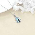 wholesale 925 Sterling Silver Teardrop Black Cat with Star and Branches on Blue Opalite Crescent Moon Pendant Necklace-0-3