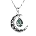wholesale 925 Sterling Silver Crescent Moon with Amethyst Pendant Necklaces for Women s 45cm Chain Length-0-11