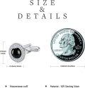 wholesale 925 Sterling Silver Black Onyx Round Studs Cufflinks for Men Formal Wear Accessories Gift Set-0-1