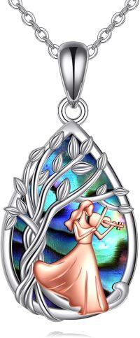 wholesale 925 Sterling Silver Abalone Shell Tree of Life Pendant Necklace-Violin