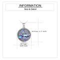 wholesale 925 Sterling Silver Tree Of Life Blue Abalone Shell Pendant Necklace-0-3