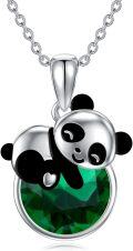 wholesale 925 Sterling Silver Panda Crystal Pendant Necklace-0-0
