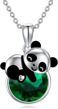 wholesale 925 Sterling Silver Panda Crystal Pendant Necklace-Panda