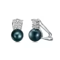 TOUPOP Sterling Silver Black Freshwater Pearl Butterfly Earrings-0-0