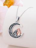wholesale 925 Sterling Silver Horse and Girl Moon Pendant Necklace for Women-0-2