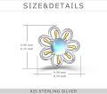wholesale 925 Sterling Silver Blue Moonstone Daisy Stud Earrings Hypoallergenic Jewelry for Women-0-3