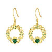wholesale 925 Sterling Silver Birthstone Claddagh Celtic Knot Dangle Earrings for Women-Gold May