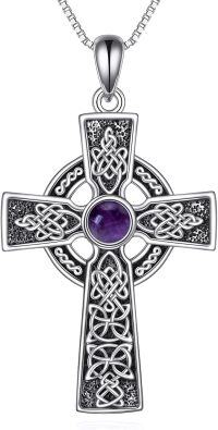 wholesale 925 Sterling Silver Amethyst Celtic Knot Cross Pendant Necklace for Women-Celtic Cross Ⅴ