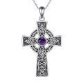wholesale 925 Sterling Silver Celtic Cross Necklace Wholesale With Amethyst-0-0