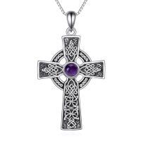 wholesale 925 Sterling Silver Celtic Cross Necklace Wholesale With Amethyst-Celtic Cross Ⅴ