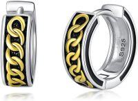 wholesale 925 Sterling Silver Chain Design Huggie Hoops - Vintage Style  for Him & Her-Viking