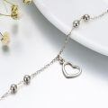 wholesale 14k White Gold Heart Charm Bracelet Wholesale With Beads And Adjustable Chain-0-3