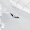 wholesale 925 Sterling Silver Black Enamel Bat Pendant Necklace for Women Girls Gothic Halloween s-0-2