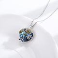 wholesale 925 Sterling Silver Heart-Shaped Tree of Life Pendant Necklace with Blue Crystal and Gold Sunflowers-0-1