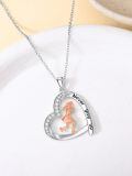 wholesale 925 Sterling Silver Tennis Girl Heart Pendant Necklace Rose Gold Never Give Up-0-4