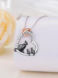wholesale 925 Sterling Silver Love You Forever Heart Pendant Necklace - Mother and Cats Family -0-6