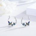 wholesale 925 Sterling Silver Butterfly and Flower Design Hypoallergenic Small Huggie Hoop Earrings for Women-0-1