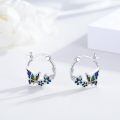 wholesale 925 Sterling Silver Hummingbird Flower Hoop Earrings-0-1