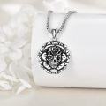 wholesale 925 Sterling Silver Skull Rose Pendant Necklace for Men Women Gothic-0-2