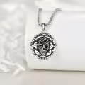 wholesale 925 Sterling Silver Skull Rose Pendant Necklaces Wholesale for Men Women Gothic-0-2