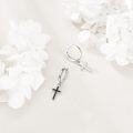 wholesale 925 Sterling Silver Black Cross/Hanging Hoop Earrings for Men Women-0-8