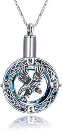 wholesale  Sterling Silver & Crystal Eagle Urn Necklace for Ashes - Cremation Jewelry for Memory, Sympathy Gift-Celtic-Eagle