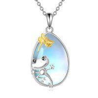 wholesale 925 Sterling Silver Frog And Dragonfly Pendant Necklace With Blue Opalite-Frog Moonstone
