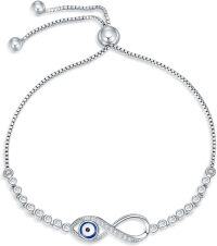 wholesale 925 Sterling Silver Evil Eye Bracelet for Women Men Blue Infinity Charm -Evil Eye Bracelet-02